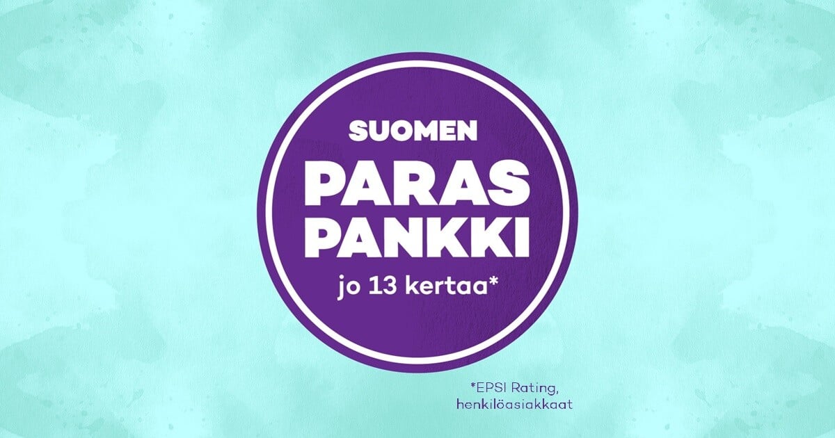 Paras pankki jo 13 kertaa